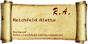 Reichfeld Aletta névjegykártya